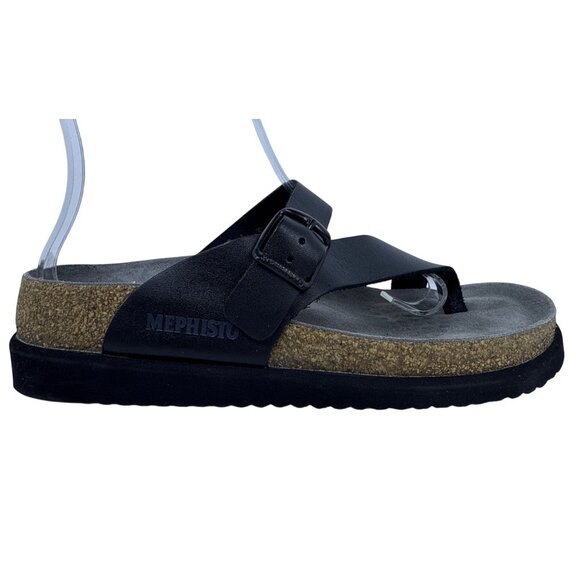 Mephisto Women's Helen Plus Thong Sandal Black Waxy Leather SZ EU 36, US 6 W - Picture 3 of 13